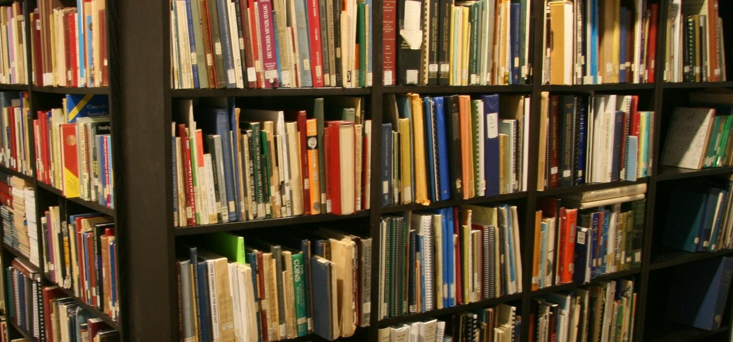 A closeup shot of a bookshelf