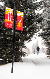The University of Calgary campus on a snowy December day.