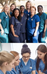 AI generated image of nursing students with teacher