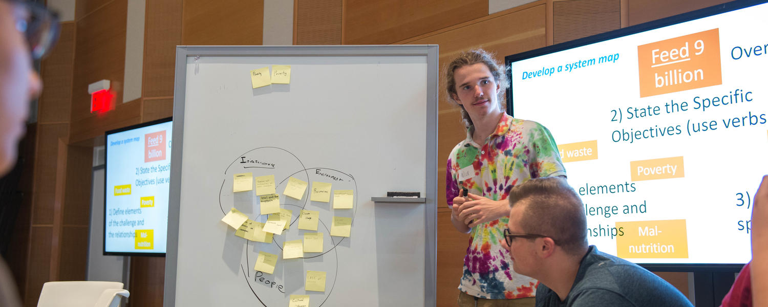 Group discussion being led by person