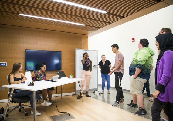 Group of people in discussion