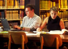 students in library