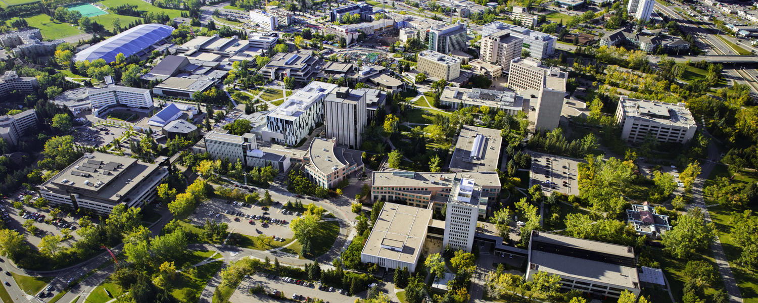 an aerial shot of campus.