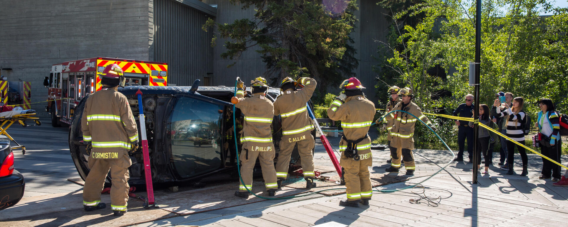 Firefighters extracting from vehicle