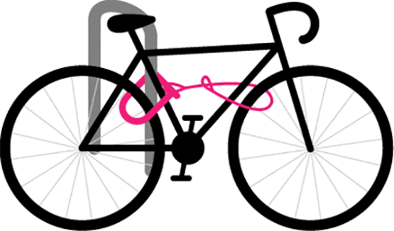 An illustration of a bike locked with a U-Lock.