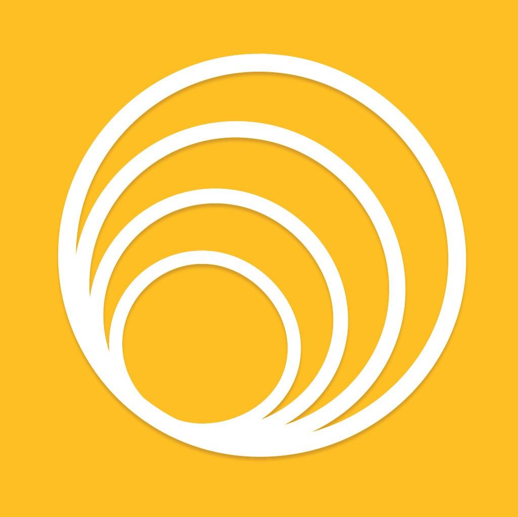 Alertus UC Emergency Mobile app icon - yellow background with four white circles