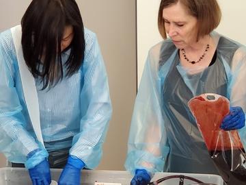 University of Calgary staff learn to use bleeding control kits at the Stop the Bleed training.
