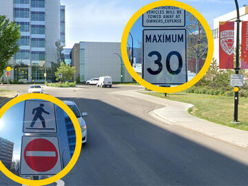 New signage on Campus Gate NW