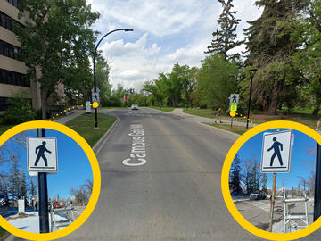 New signage on Campus Drive NW