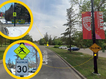 New signage on Campus Drive NW