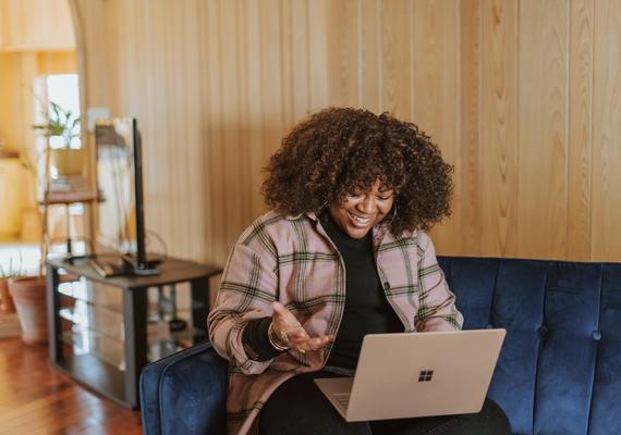 woman connecting with friends virtually