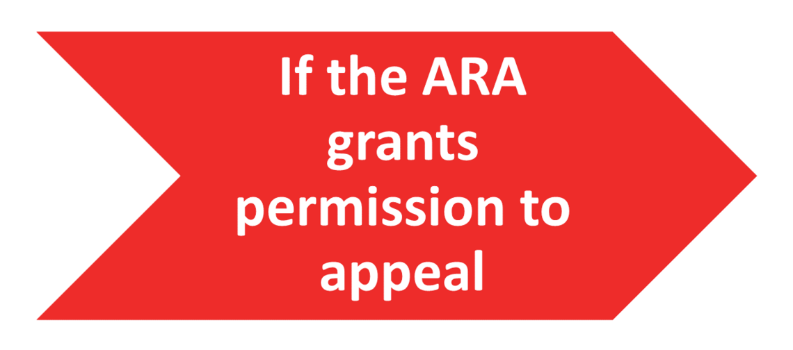 If the ARA grants permission to appeal button
