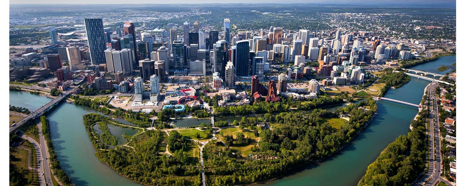 Image of Calgary & the Bow River from aerial perspective