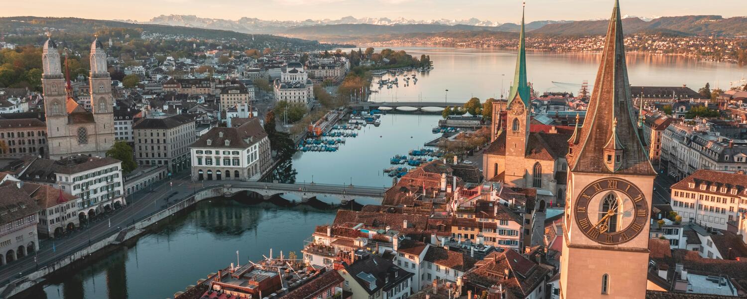 Sky view of Zurich and the river