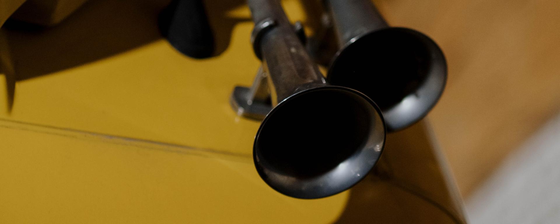 image of metal trumpet on case