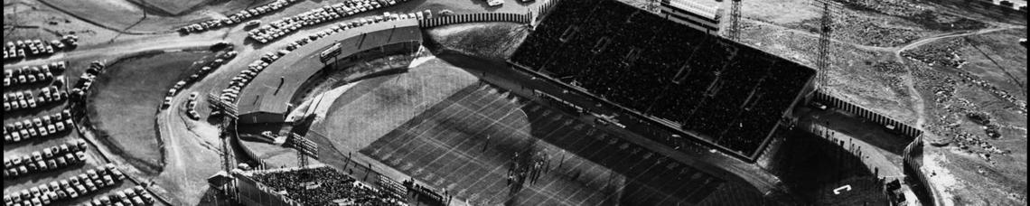 An aerial view of a football game at McMahon Stadium An aerial view of a football game at McMahon Stadium
