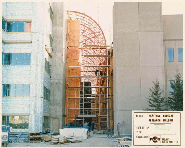 Heritage Medical Research building atrium construction in progress