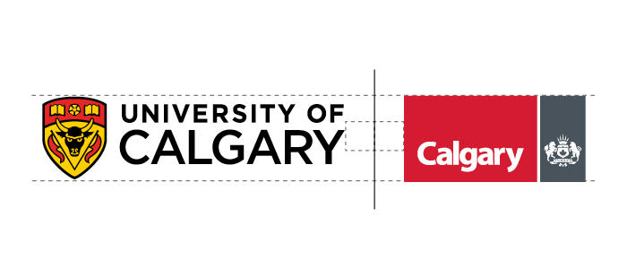 An example of the horizontal University of Calgary logo paired with a partner logo