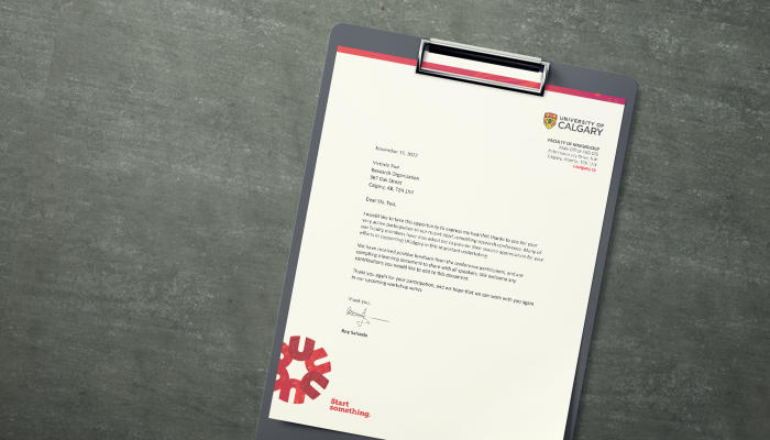 Example of UCalgary letterhead with pattern border