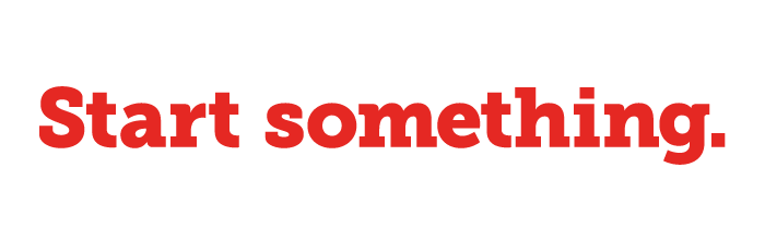 Red Start something wordmark on one line