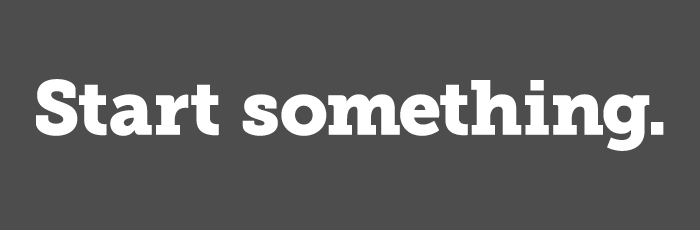 White start something wordmark on one line