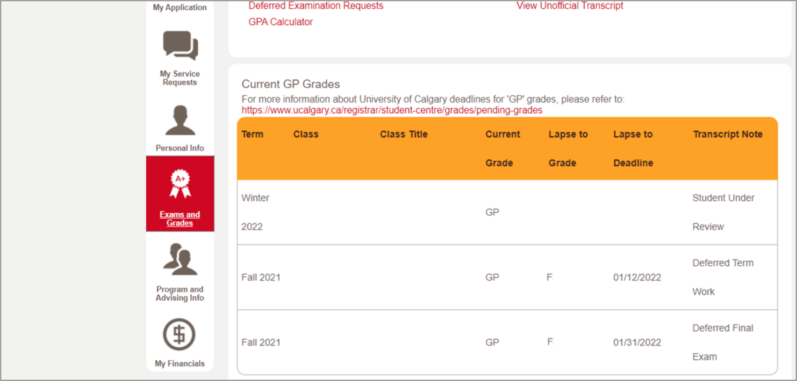 Pending Grades | University of Calgary