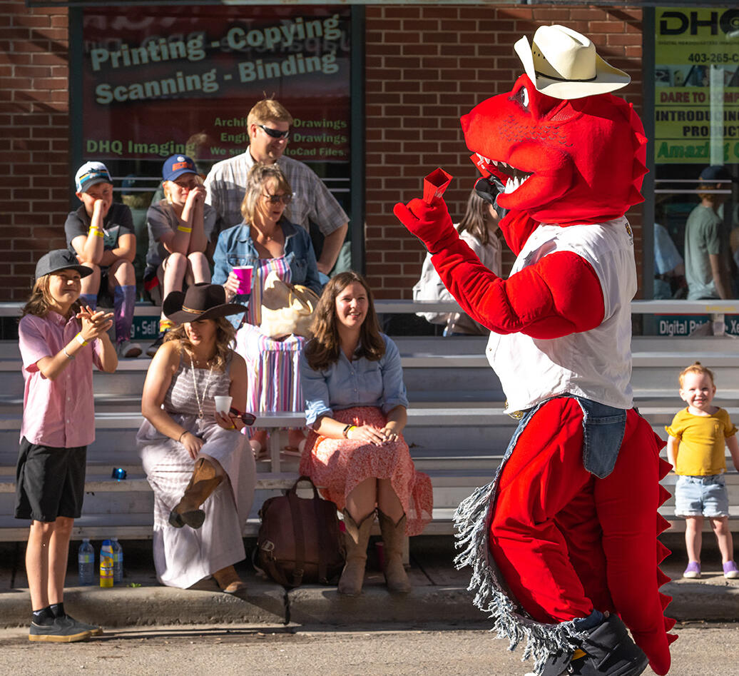 Rex interacting with the crowd at the Calgary Stampede.