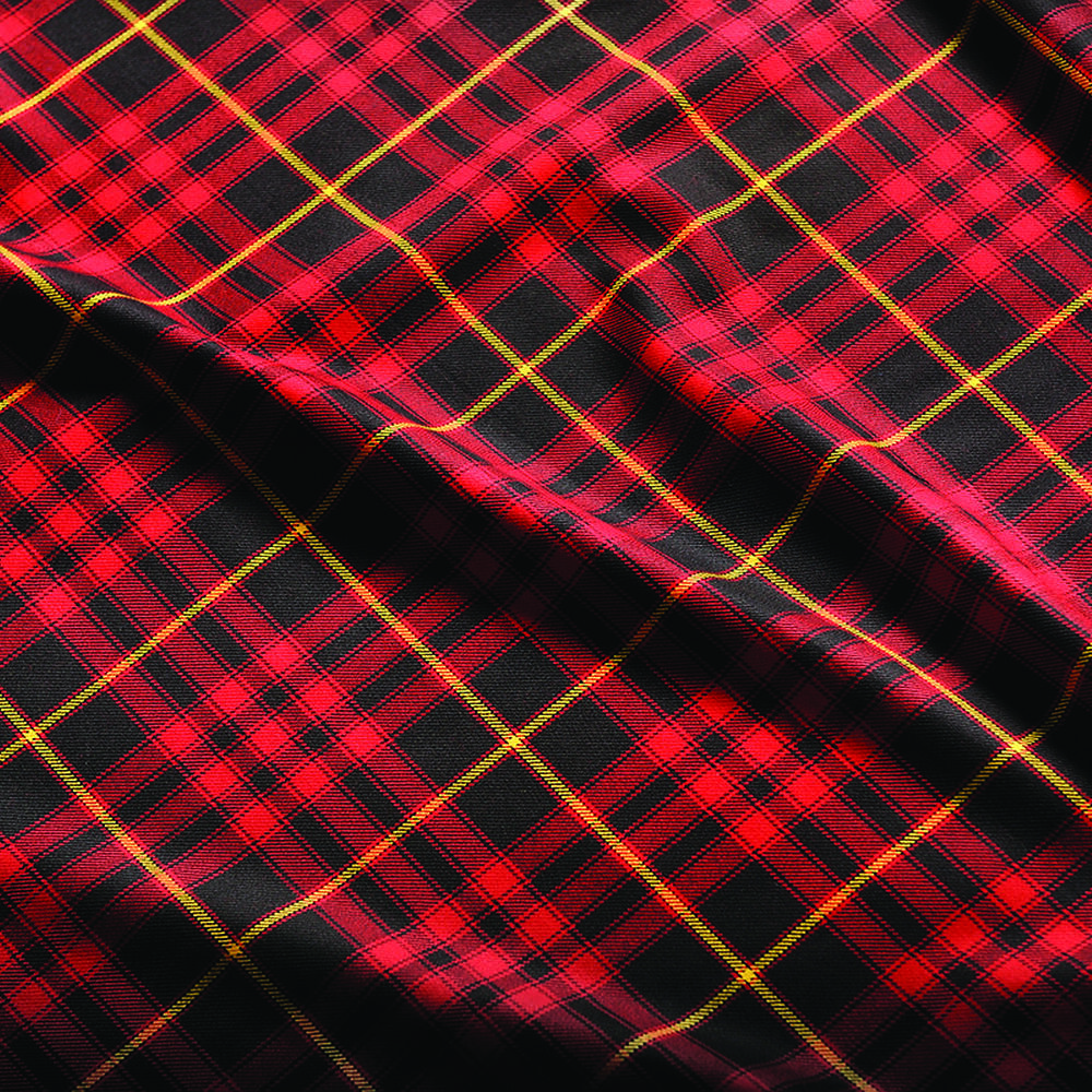 Black, red and yellow plaid fabric