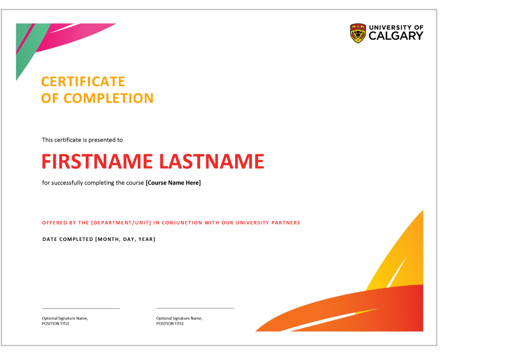 Certificate with colourful design
