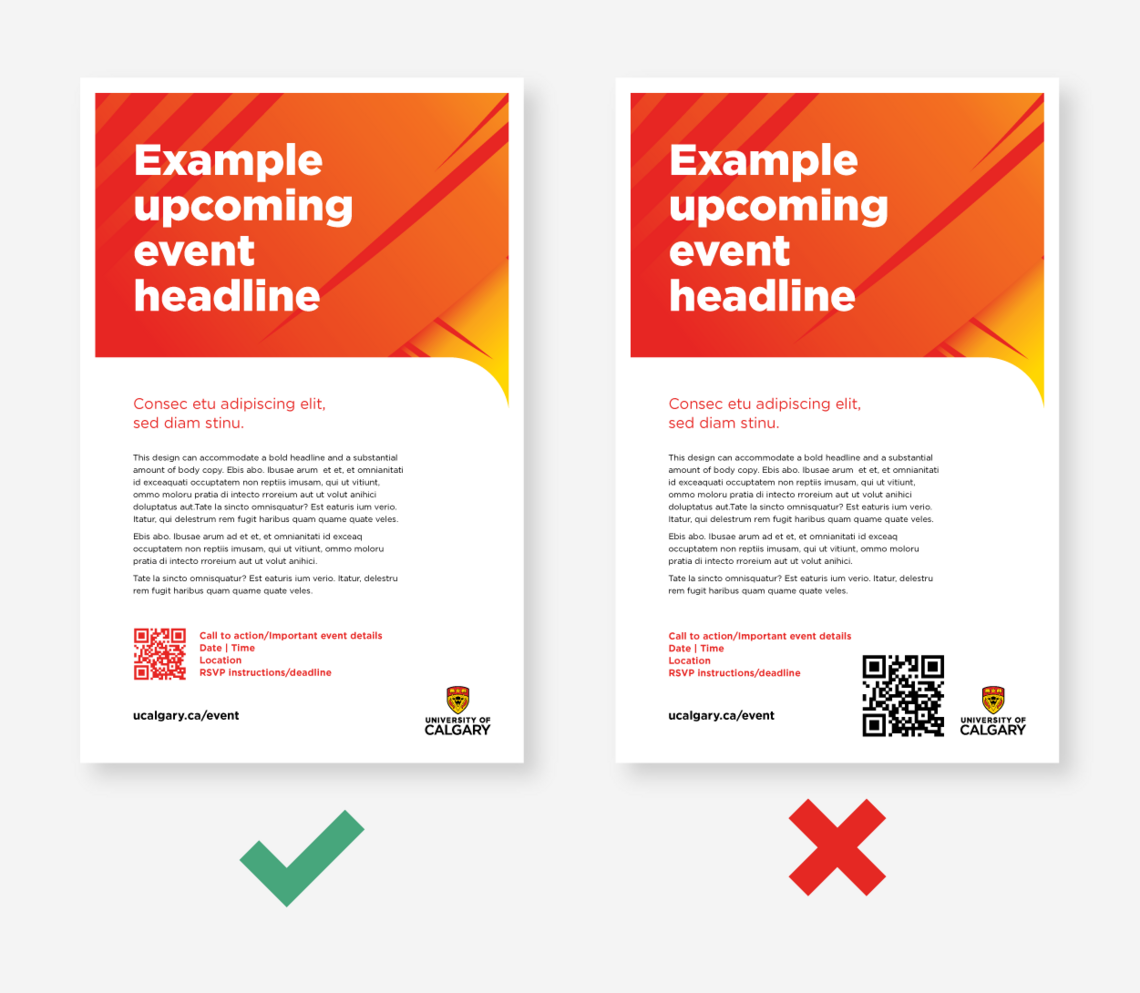 Comparison of QR codes on a poster Comparison of QR codes on a poster