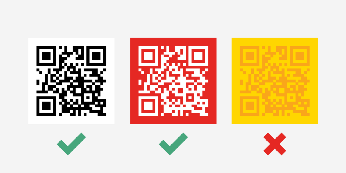 Reliable colour combinations Three examples of coloured QR codes