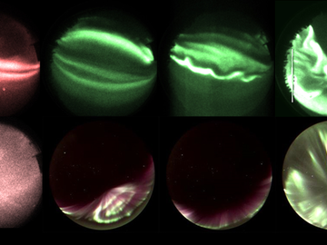Image of various aurora colours