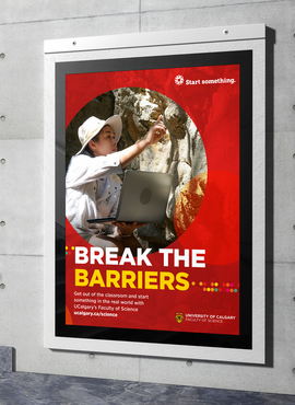A large poster in a subway station