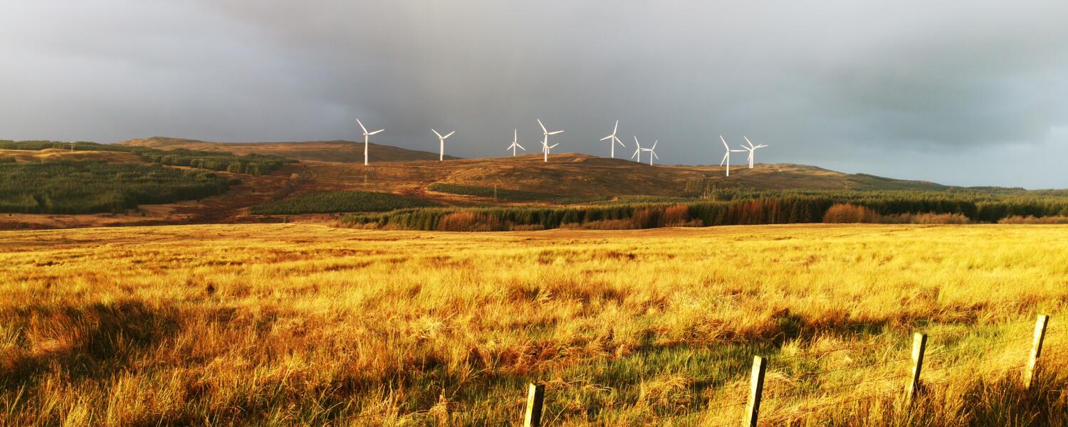 wind turbines on golden hills in southern alberta