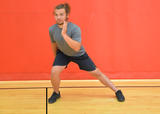 Athlete performing shuttle run with outside foot direction change exercise