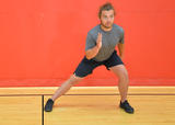 Athlete performing shuttle run with inside foot direction change exercise