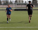 Athlete jogging forward and backward
