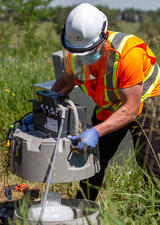 Undergraduate students collect wastewater samples to test for COVID-19 in the population