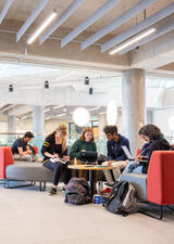 Students studying in the Hunter Student Commons