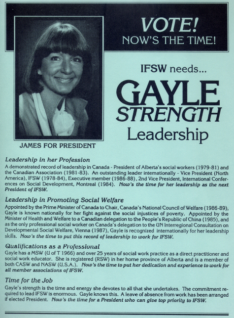 Campaign to Have Gayle
                  Elected as President of IFSW